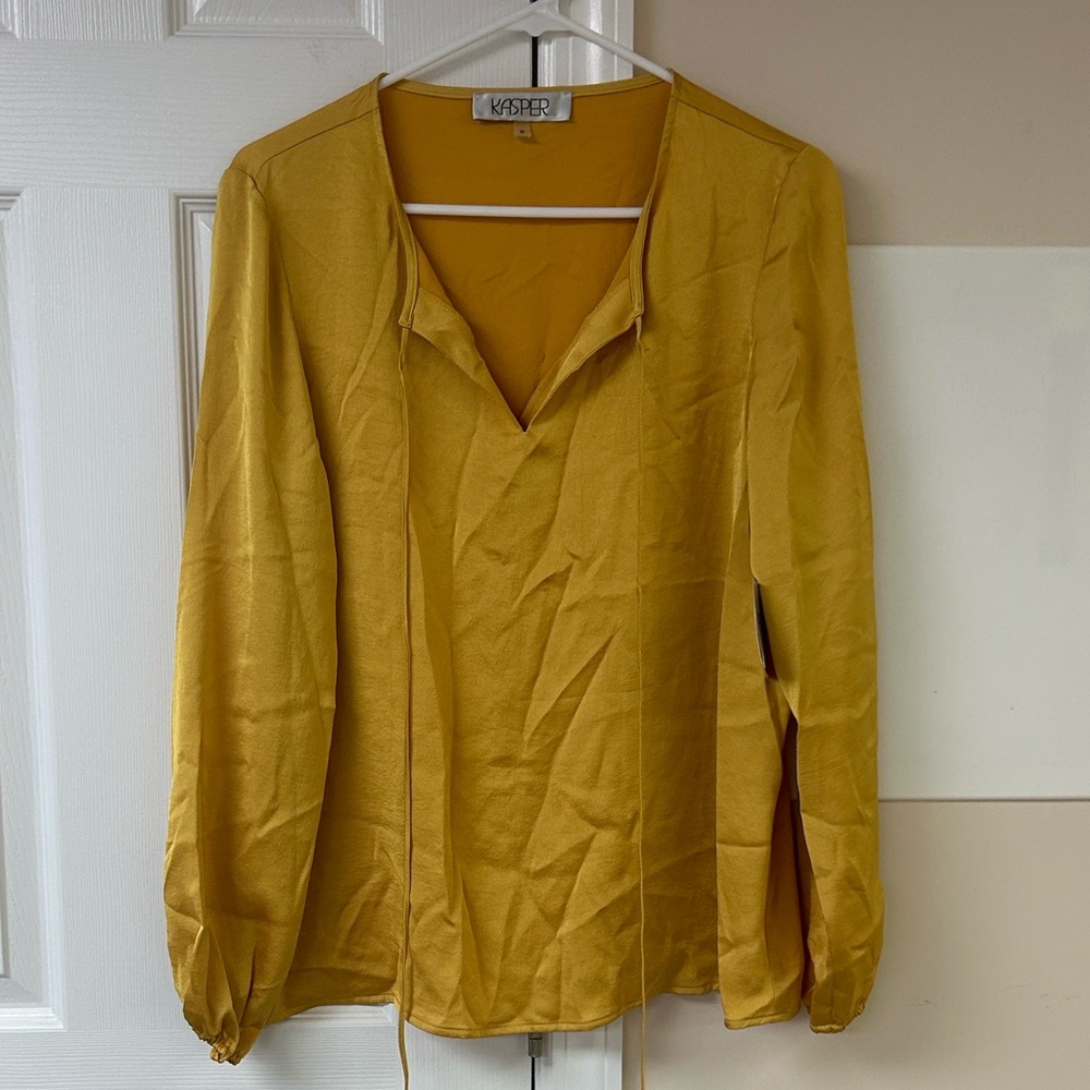 NWT Kasper Mustard Yellow Blouse